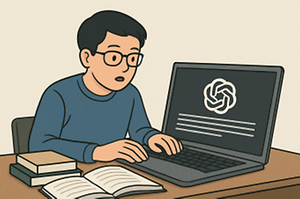 ▲ChatGPT로 과제 하는 학생(사진: ChatGPT 생성)